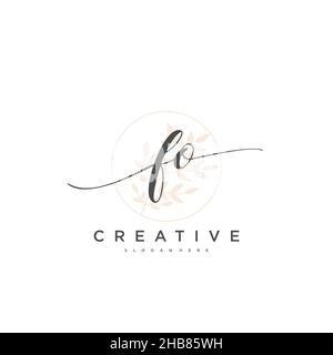 FO Initial Letter handwriting logo hand drawn template vector, logo for beauty, cosmetics, wedding, fashion and business art Stock Vector