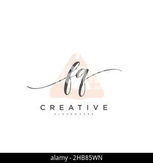 FQ Initial Letter handwriting logo hand drawn template vector, logo for beauty, cosmetics, wedding, fashion and business art Stock Vector