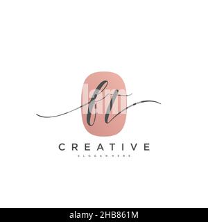 FT Initial Letter handwriting logo hand drawn template vector, logo for beauty, cosmetics, wedding, fashion and business art Stock Vector