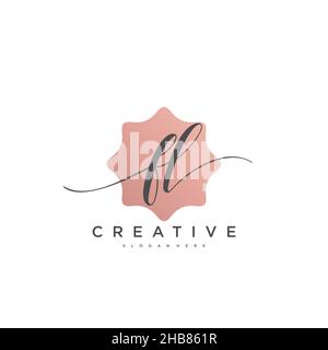 FL Initial Letter handwriting logo hand drawn template vector, logo for beauty, cosmetics, wedding, fashion and business art Stock Vector
