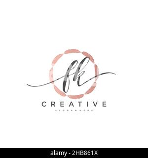 FK Initial Letter handwriting logo hand drawn template vector, logo for beauty, cosmetics, wedding, fashion and business art Stock Vector