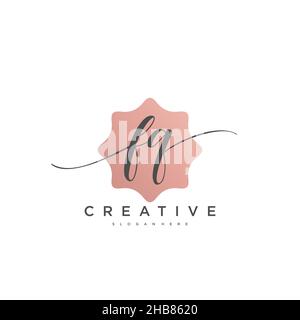 FQ Initial Letter handwriting logo hand drawn template vector, logo for beauty, cosmetics, wedding, fashion and business art Stock Vector