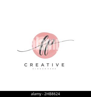 FP Initial Letter handwriting logo hand drawn template vector, logo for beauty, cosmetics, wedding, fashion and business art Stock Vector