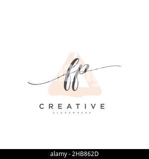 FP Initial Letter handwriting logo hand drawn template vector, logo for beauty, cosmetics, wedding, fashion and business art Stock Vector