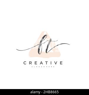 FT Initial Letter handwriting logo hand drawn template vector, logo for beauty, cosmetics, wedding, fashion and business art Stock Vector