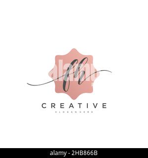 FH Initial Letter handwriting logo hand drawn template vector, logo for beauty, cosmetics, wedding, fashion and business art Stock Vector