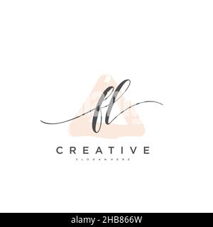 FL Initial Letter handwriting logo hand drawn template vector, logo for beauty, cosmetics, wedding, fashion and business art Stock Vector