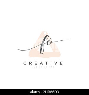 FO Initial Letter handwriting logo hand drawn template vector, logo for beauty, cosmetics, wedding, fashion and business art Stock Vector