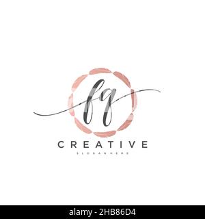 FQ Initial Letter handwriting logo hand drawn template vector, logo for beauty, cosmetics, wedding, fashion and business art Stock Vector