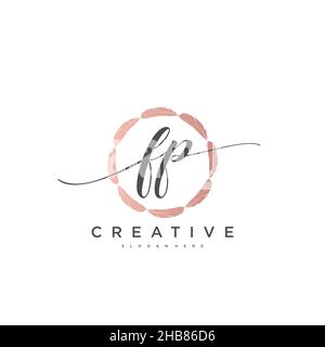 FP Initial Letter handwriting logo hand drawn template vector, logo for beauty, cosmetics, wedding, fashion and business art Stock Vector