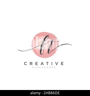 FT Initial Letter handwriting logo hand drawn template vector, logo for beauty, cosmetics, wedding, fashion and business art Stock Vector