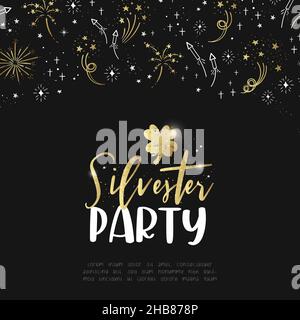 Hand written design in German language 'New Years Party', great for banners, wallpapers, cards, invitation - vector design Stock Vector