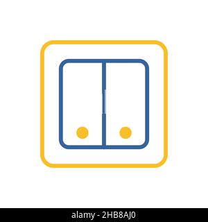 Electrical Switch two buttons flat icon. Construction, repair and building vector design and illustration Stock Vector