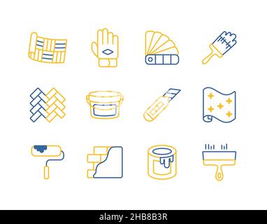 Home repair, remodelling, redecoration flat icon set. Graph symbol for your web site design, logo, app, UI. Vector illustration, EPS10. Stock Vector
