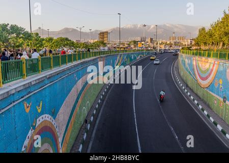 TEHRAN, IRAN - APRIL 2, 2018: Road near Azadi Tower in Tehran. Stock Photo