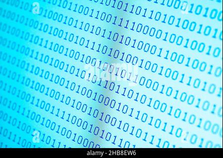 Rows of blue binary numbers Stock Photo