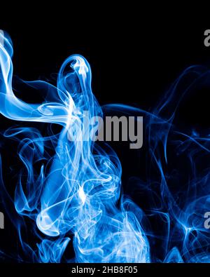 Blue color abstract smoke on black background Stock Photo