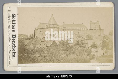 View of Schloss Bentheim in Bad Bentheim, Germany, Schloss Bentheim (title on object), Fritz Hüsig (mentioned on object), Bad Bentheim, 1870 - 1885, paper, cardboard, albumen print, height 62 mm × width 101 mm Stock Photo