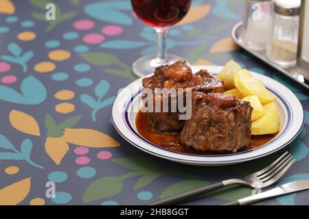 spanish bull tail stew ( rabo de toro ) Stock Photo