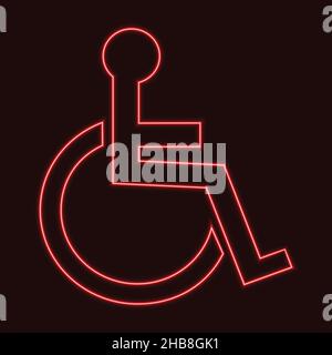 Wheelchair accessible sign icon. vector illustration with neon effect. eps 10 Stock Vector