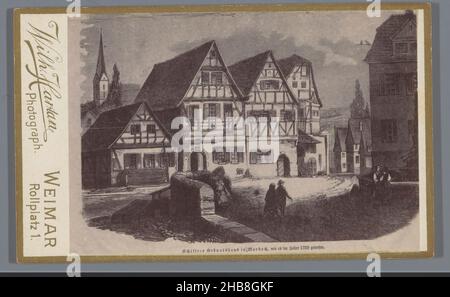 Photoreproduction of an engraving of Schiller's birthplace in Marbach, Wilhelm Hartan (mentioned on object), anonymous, 1879 - 1949, paper, cardboard, albumen print, height 64 mm × width 104 mm Stock Photo