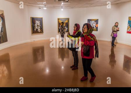 TEHRAN, IRAN - APRIL 15, 2018: Paintings exhibit in the Iranian Artists Forum in Tehran, Iran Stock Photo