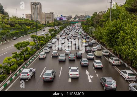 TEHRAN, IRAN - APRIL 16, 2018: Traffic on Hemmat Expressway in Tehran, Iran Stock Photo