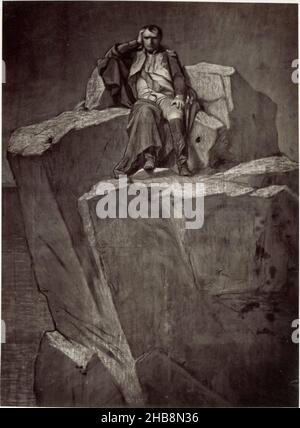 Photoreproduction of a painting of Napoleon on Saint Helena by Paul Delaroche, Napoléon à Sainte-Hélène (title on object), Robert Jefferson Bingham (mentioned on object), after: Paul Delaroche (mentioned on object), Paris, c. 1853 - in or before 1858, paper, albumen print, engraving, height 241 mm × width 177 mmheight 356 mm × width 267 mm Stock Photo