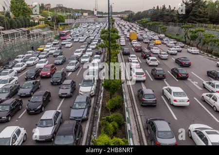 TEHRAN, IRAN - APRIL 16, 2018: Traffic on Hemmat Expressway in Tehran, Iran Stock Photo