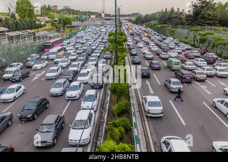 TEHRAN, IRAN - APRIL 16, 2018: Traffic on Hemmat Expressway in Tehran, Iran Stock Photo