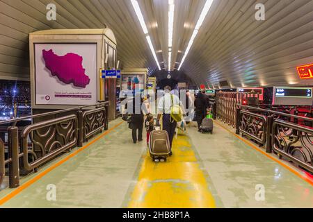 TEHRAN, IRAN - APRIL 16, 2018: Overpass over platforms at the Tehran Railway Station, Iran Stock Photo