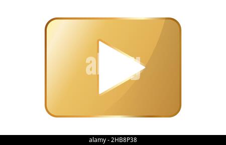 Golden Circle Play Button. Vector Sign Stock Vector