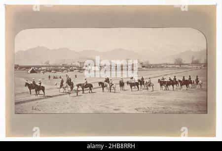 British Army unit of Field Marshal Frederick Sleigh Roberts on horseback near a military camp during the Second British-Afghan War, John Burke (mentioned on object), Afghanistan, 1878 - 1880, paper, albumen print, height 196 mm × width 313 mm Stock Photo