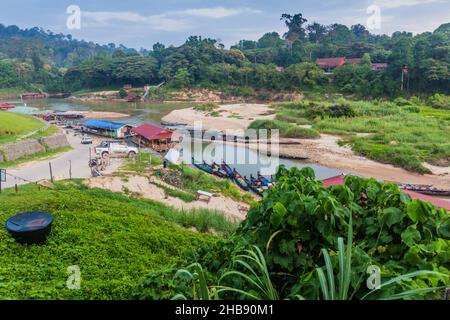 View of Tembeling river in Kuala Tahan village, Taman Negara national park, Malaysia Stock Photo