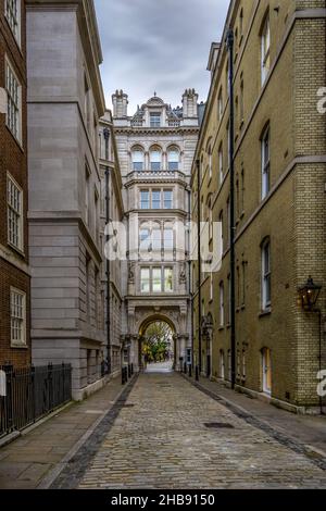 LONDON, ENGLAND - NOVEMBER 24th, 2021: Middle Temple lane on an autumn afternoon, no people, London