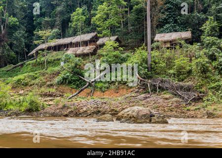 Riverside huts in Taman Negara national park. Stock Photo