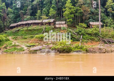 Riverside huts in Taman Negara national park. Stock Photo