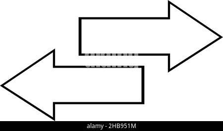 Vector illustration of black and white arrows indicating right and left Stock Vector