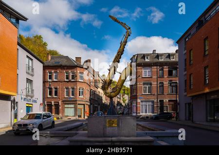 Dinant, Belgium - October 10 2019: Saxophone monument on the street. Stock Photo