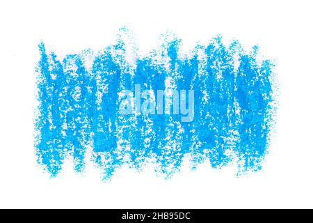 blue oil pencil strokes isolated on white background Stock Photo