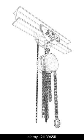 A Hoist on the beam. 3d illustration Stock Photo