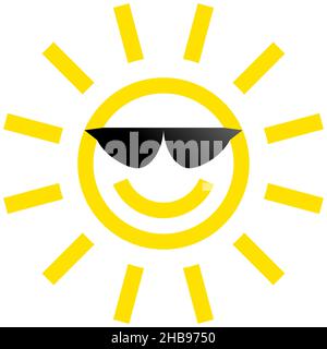 Sun smiley yellow sign symbol icon isolated - vector illustration Stock Vector