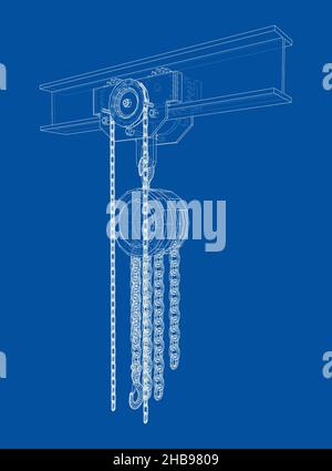 A Hoist on the beam. 3d illustration Stock Photo