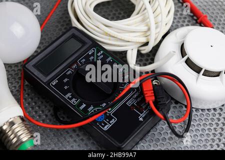 Installation of a new fire alarm system, smart home Stock Photo
