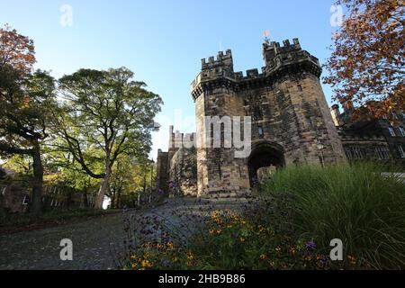 Lancaster Castle, Lancaster, Lancashire, England UK. The imposing Gatehouse and front to the Castle Stock Photo