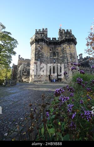 Lancaster Castle, Lancaster, Lancashire, England UK. The imposing Gatehouse and front to the Castle Stock Photo