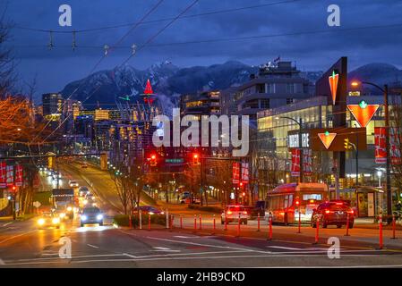 Cambie Street, night, traffic, Vancouver, British Columbia, Canada Stock Photo