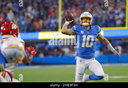 September 12, 2021: Los Angeles Chargers defensive end Joey Bosa (97)  stretches before the NFL regular season game between the Los Angeles  Chargers and the Washington Football Team at FedEx Field in