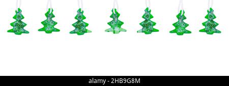 Garland with DIY Christmas tree,made from green Plasticine. Christmas or New Year banner with copy space Stock Photo
