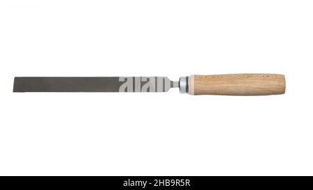 File isolated on white background, metal file grinding. Stock Photo
